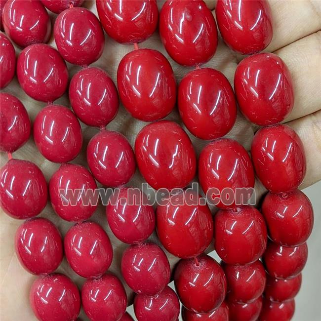Pearlized Shell Barrel Beads Red Dye