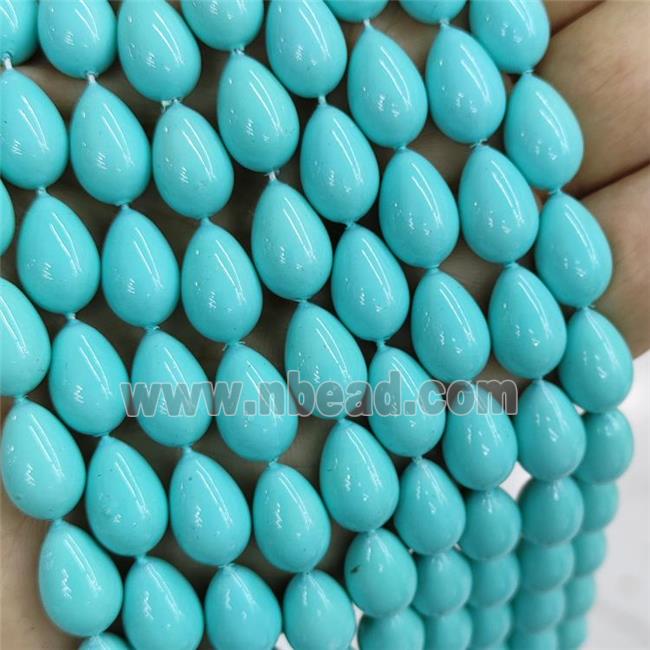 Pearlized Shell Teardrop Beads Teal Dye