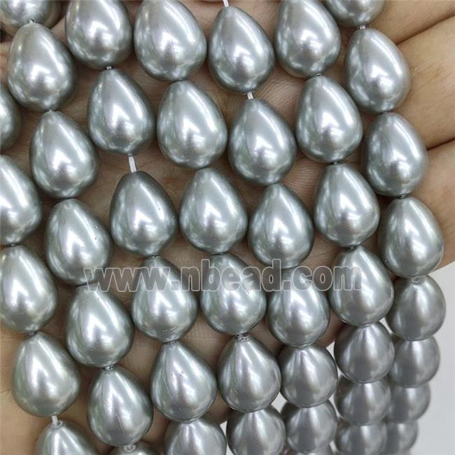 Pearlized Shell Teardrop Beads Gray Dye