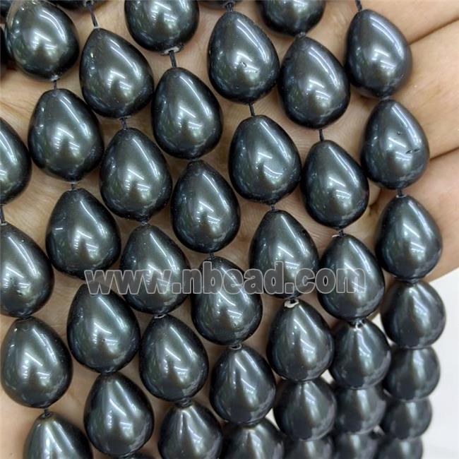 Pearlized Shell Teardrop Beads Black Dye