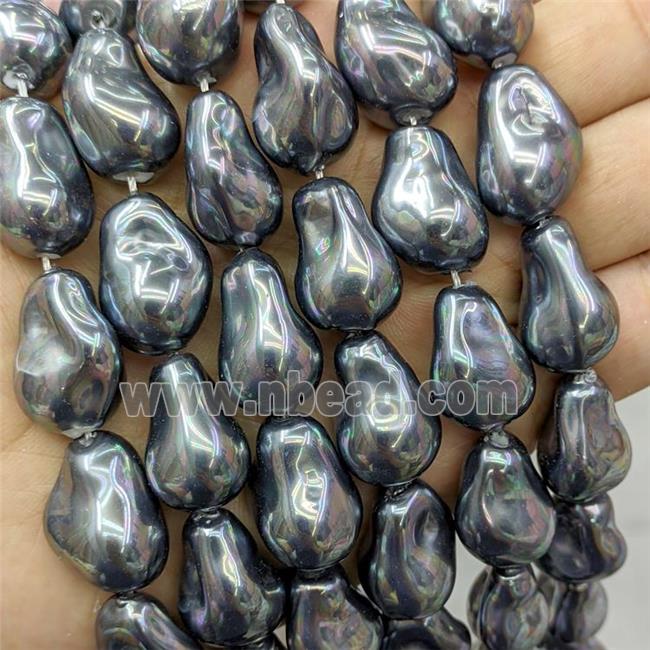 Baroque Style Pearlized Shell Beads Freeform Darkgray Dye