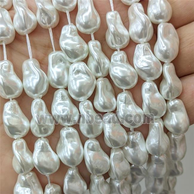 Baroque Style Pearlized Shell Beads White Freeform