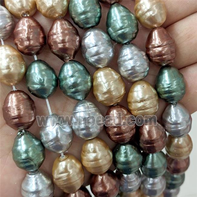 Baroque Style Pearlized Shell Barrel Beads Screw Mixed Color Dye