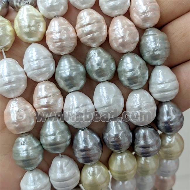 Baroque Style Pearlized Shell Barrel Beads Screw Mixed Color Dye