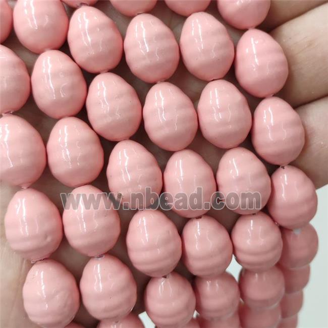 Baroque Style Pearlized Shell Barrel Beads Screw Pink Dye