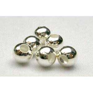Iron spacer Beads, round, silver plated 