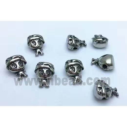 stainless steel boy beads, Antique silver