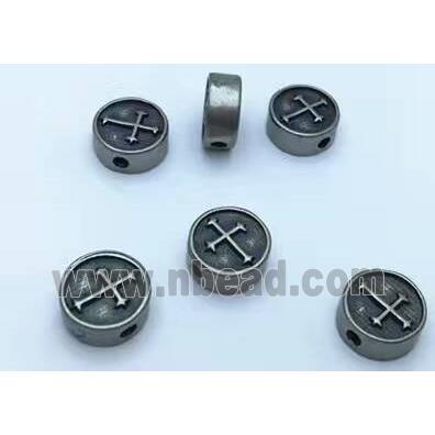 stainless steel cross beads, Antique silver