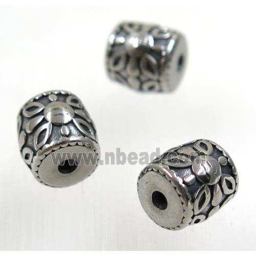 stainless steel barrel beads, Antique silver