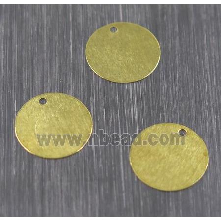 stainless steel tag pendant, circle, gold plated