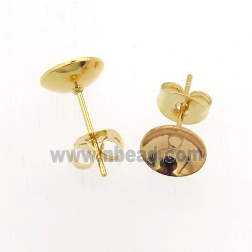 stainless steel studs earring with pad, gold plated