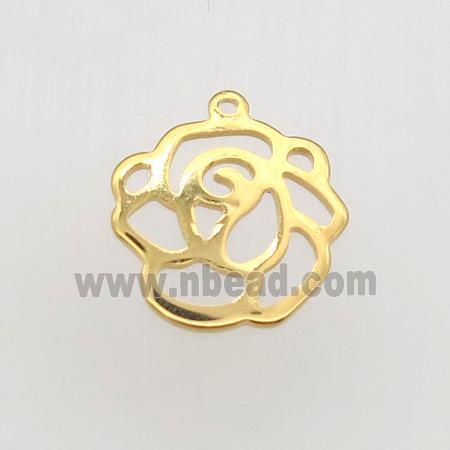 stainless steel flower pendant, gold plated
