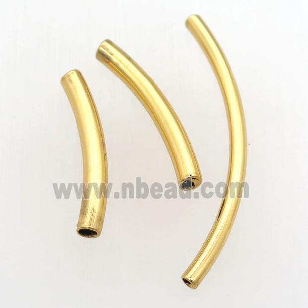 stainless steel bend tube beads, gold plated
