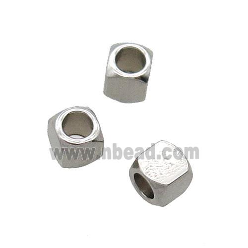 raw stainless steel cube beads