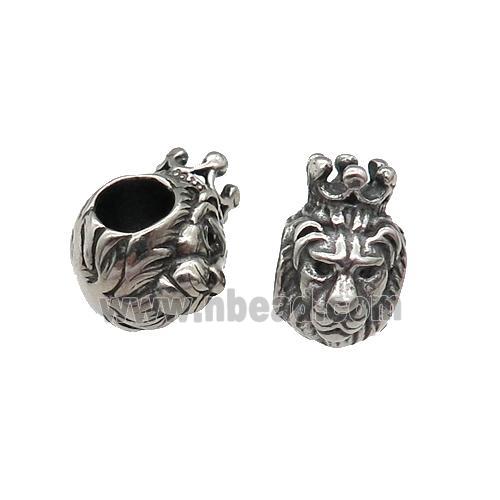 Stainless Steel Lion Beads, large hole, antique silver