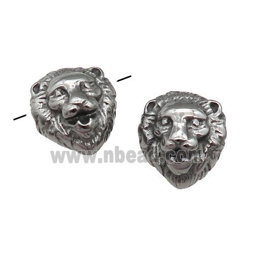 Stainless Steel Lion Beads, antique silver