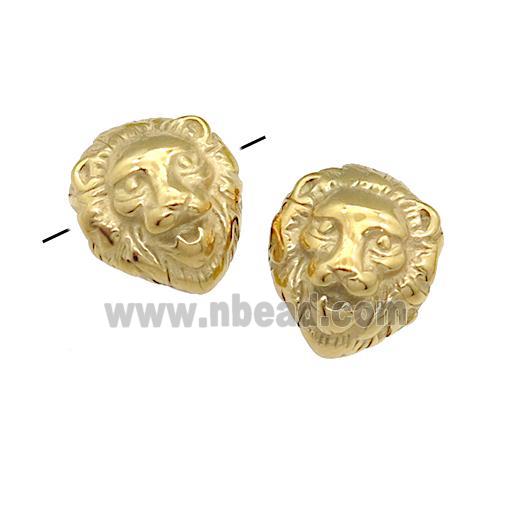 Stainless Steel Lion Beads, gold plated