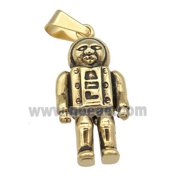 Stainless Steel astronaut pendant antique gold