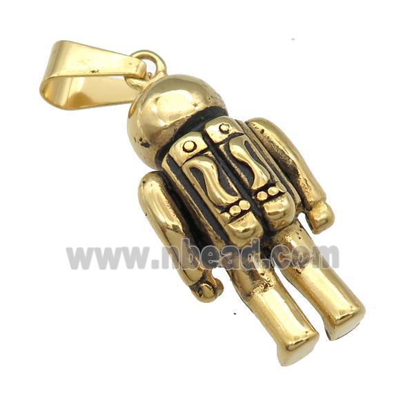 Stainless Steel astronaut pendant antique gold