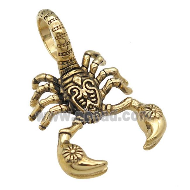 Stainless Steel zodiac Scorpion charm pendant antique gold
