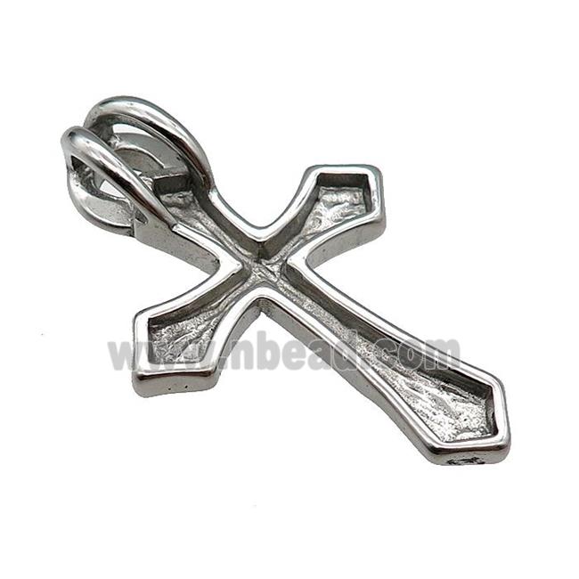Stainless Steel Cross Charm Pendant Antique Silver
