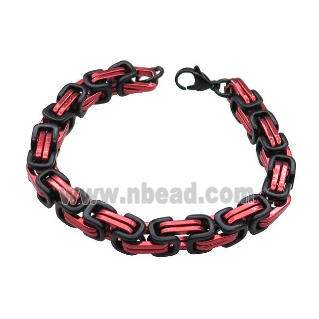 Stainless Steel Bracelet Black Plated Red