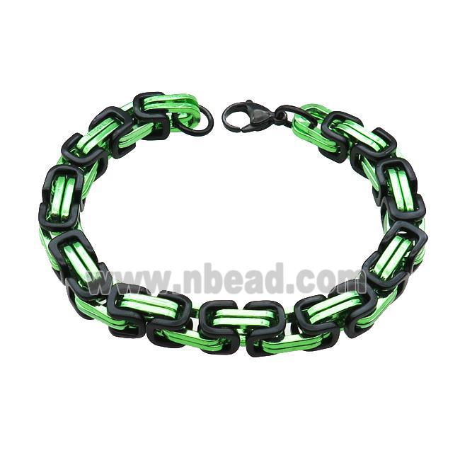 Stainless Steel Bracelet Black Plated Green