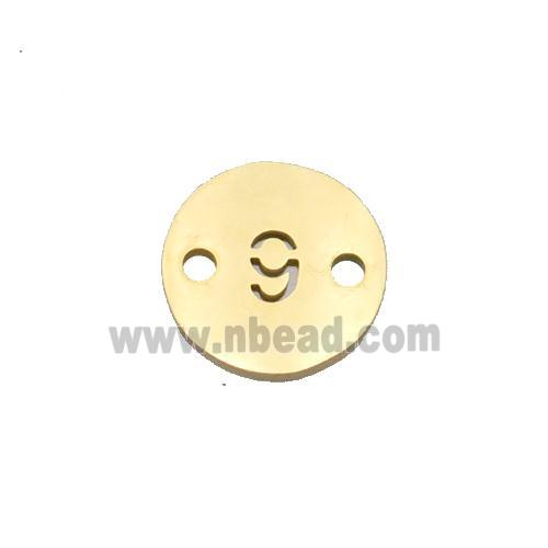 Stainless Steel Circle Number9 Connector Gold Plated
