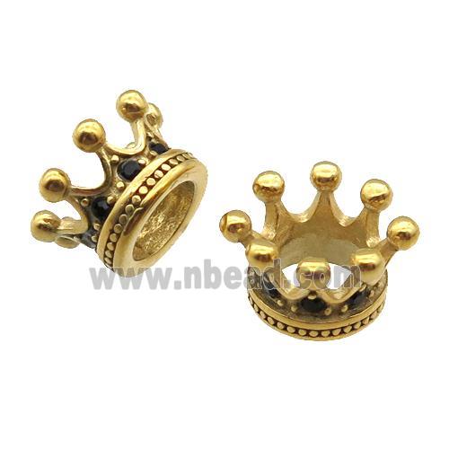 Stainless Steel Crown Beads Antique Gold