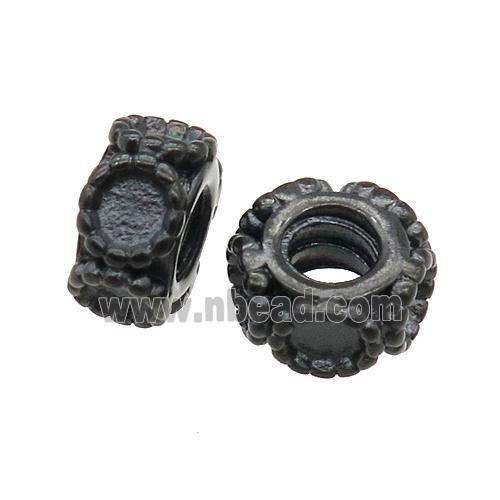 Stainless Steel Rondelle Spacer Beads With Pad Large Hole Black Plated
