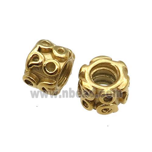 Stainless Steel Tube Spacer Beads Large Hole Gold Plated