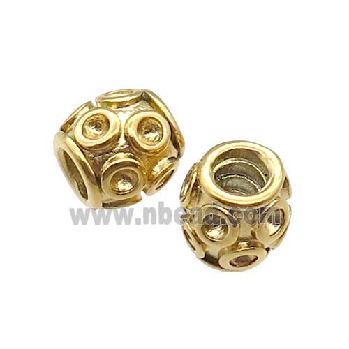 Stainless Steel Barrel European Beads Large Hole Gold Plated