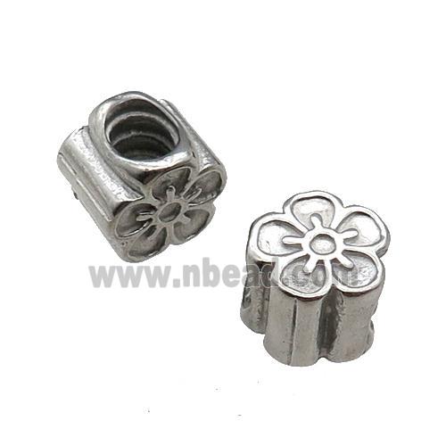 Raw Stainless Steel Flower European Beads Large Hole