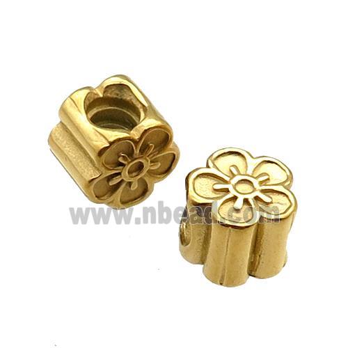 Stainless Steel Flower Beads Large Hole Gold Plated