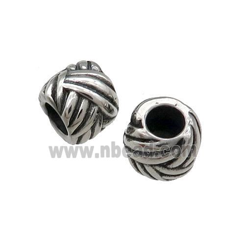 Stainless Steel Tube European Beads Large Hole Antique Silver