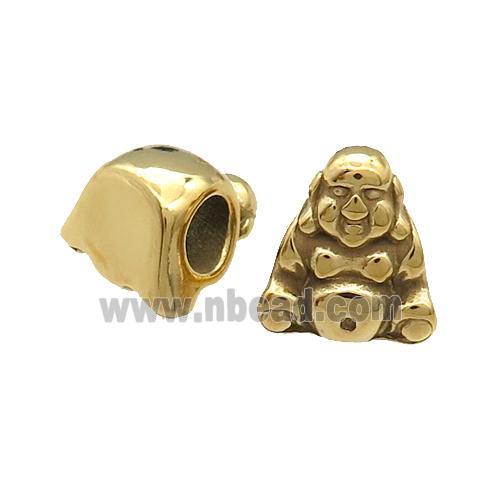 Stainless Steel Buddha Beads Large Hole Gold Plated
