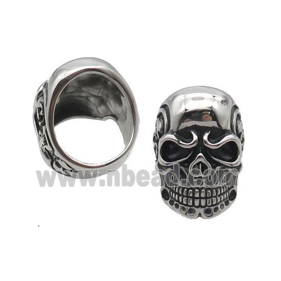 Stainless Steel Skull Ring Antique Silver