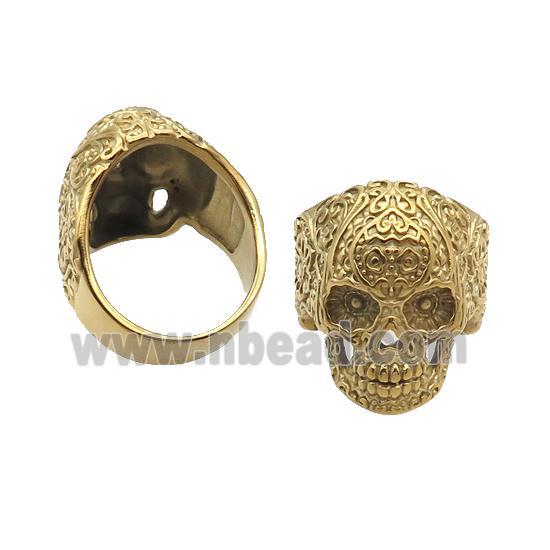 Stainless Steel Skull Ring Gold Plated