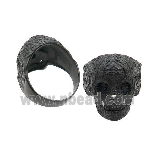 Stainless Steel Skull Ring Black Plated