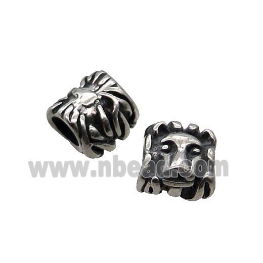 Stainless Steel Lion Beads Large Hole Antique Silver