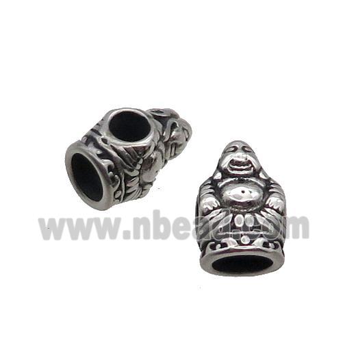 Stainless Steel Buddha Beads Large Hole Antique Silver
