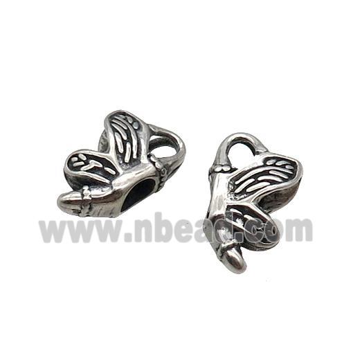 Stainless Steel Butterfly Beads Large Hole Antique Silver