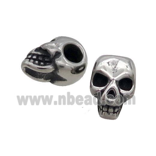 Stainless Steel Skull Beads Large Hole Antique Silver