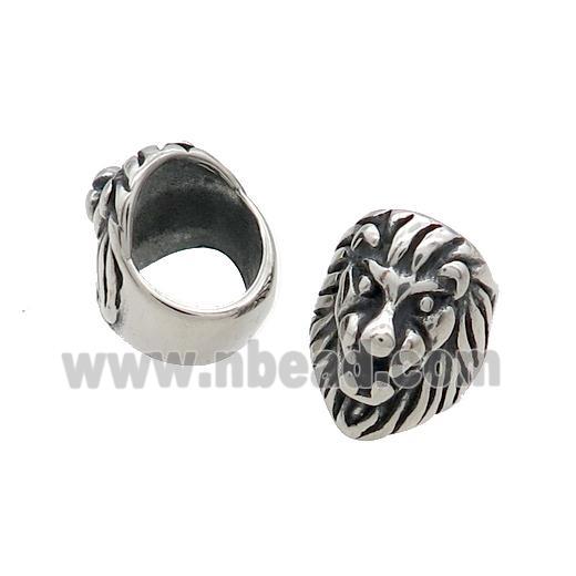 Stainless Steel Lion Beads Large Hole Antique Silver