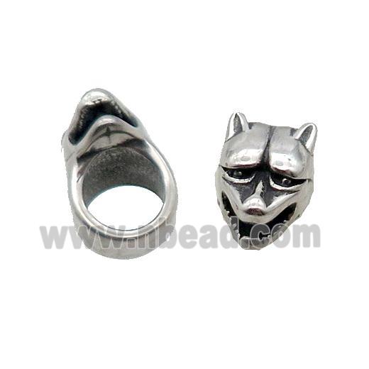 Stainless Steel Wolf Beads Large Hole Antique Silver