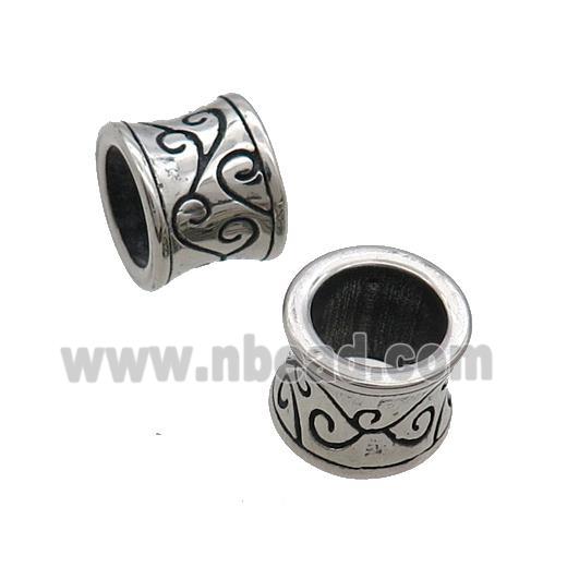 Stainless Steel Bamboo Beads Large Hole Antique Silver
