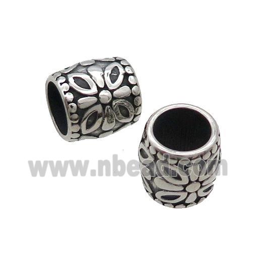 Stainless Steel Tube Beads Large Hole Antique Silver