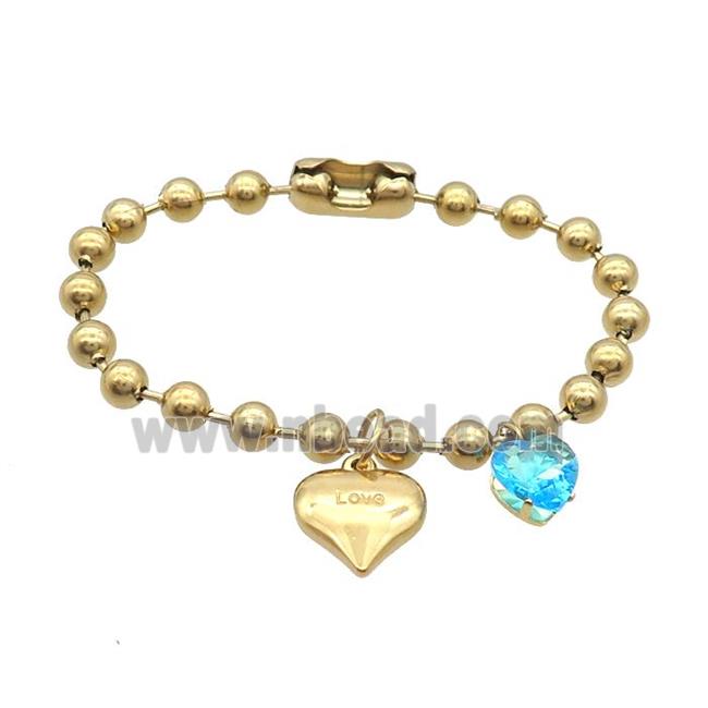 Stainless Steel Bracelet Heart Gold Plated
