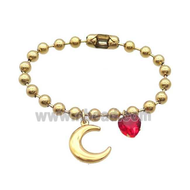 Stainless Steel Bracelet Moon Gold Plated