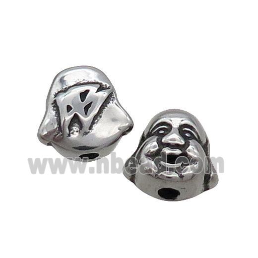 Stainless Steel Buddha Beads Antique Silver